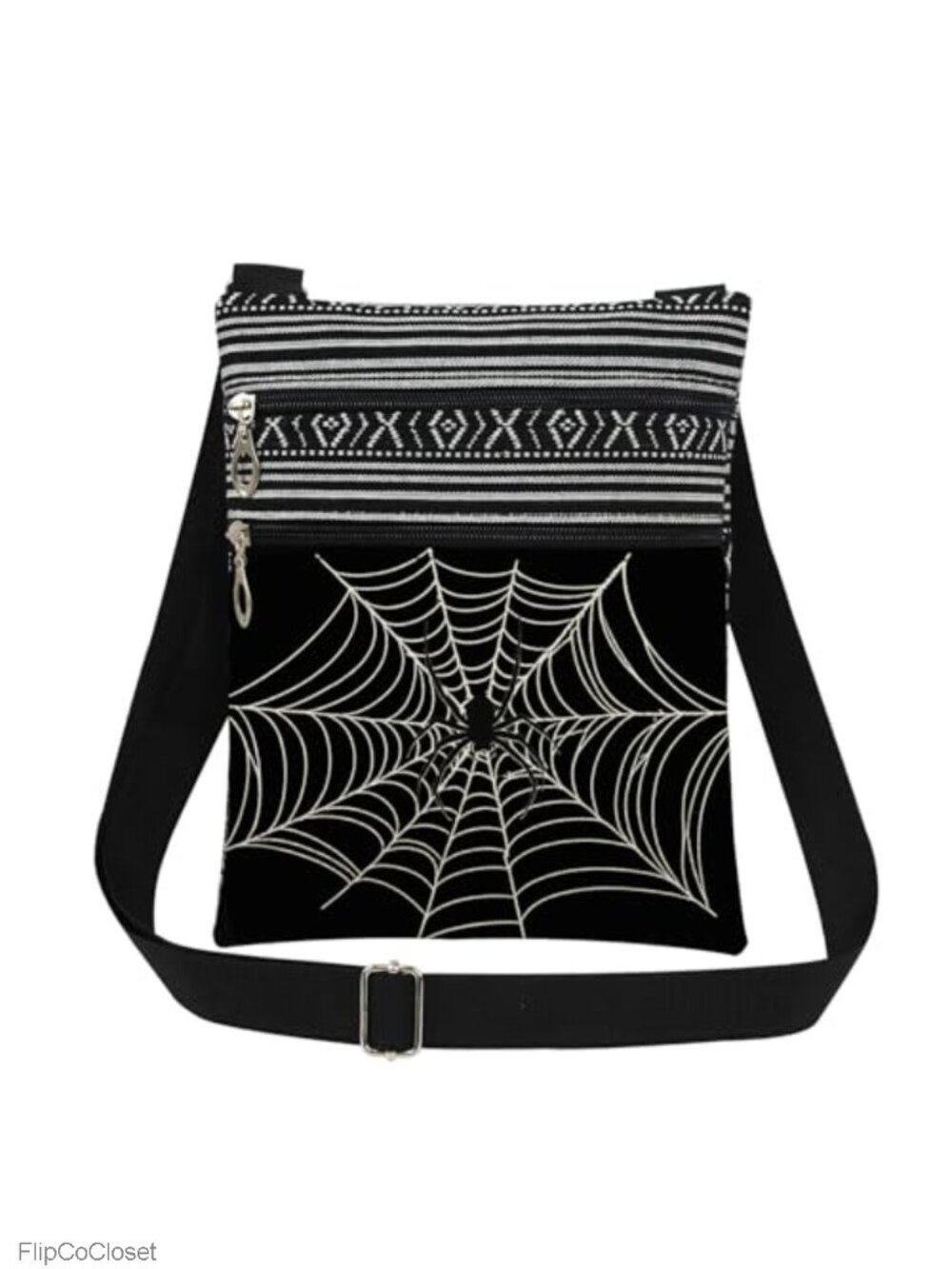 Polyester Crossbody Bag Adjustable Strap Double Zipper
